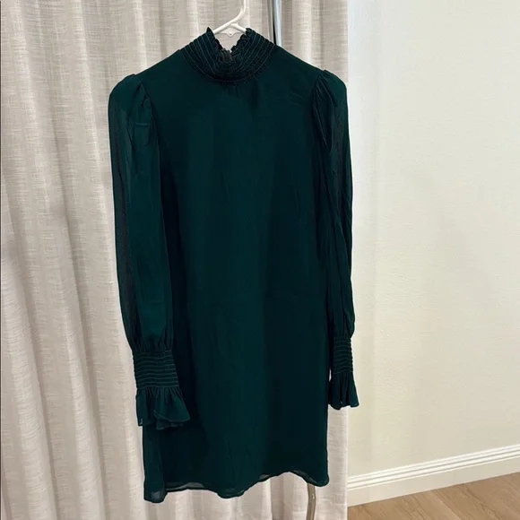 Reformation Archie Long Sleeve Dress in Emerald - Picture 2 of 3